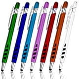 Stylus Pen for Touch Screens & Ballpoint Writing Pens, with Sensitive Stylus Tip - 2 in 1, Compatible for Your Touch Screen Devices - Assorted Barrel Colors, Black Ink, 7 Pack
