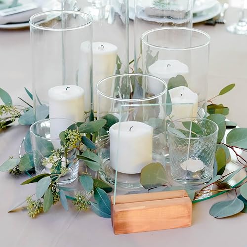 Miniatura 4 de WDHODEC Floreros para flores, 18 piezas, jarrón cilíndrico de vidrio transparente de 6 y 8 pulgadas, portavelas de huracán, pilar flotante, centro