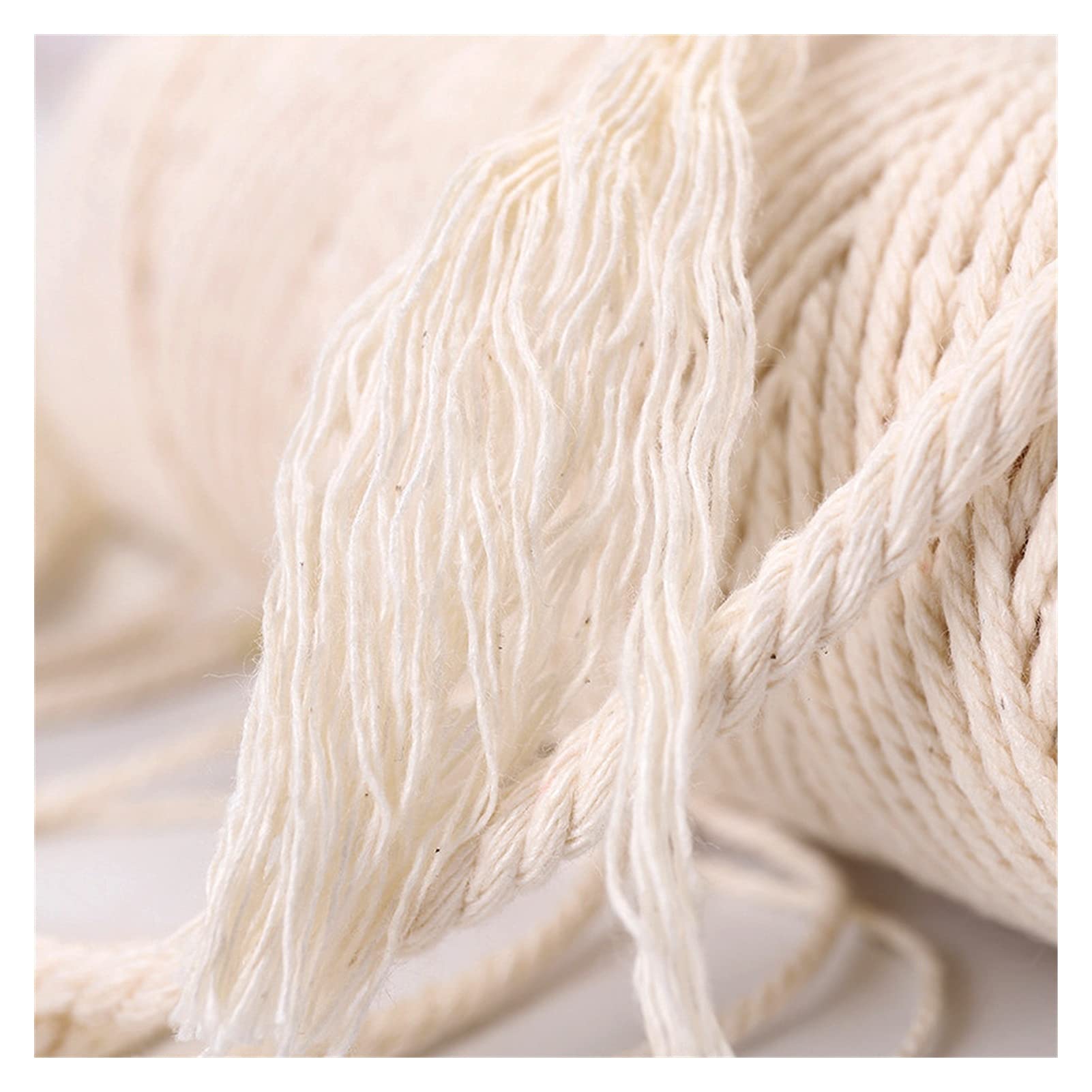 Cuerda de cuerda de macramé de 2 mm, 3 mm, 4 mm, 5 mm, cuerda de hilo de algodón, hecho a mano, manualidades, beige, trenzado, decoración de boda (color : 6 mm 50 m)