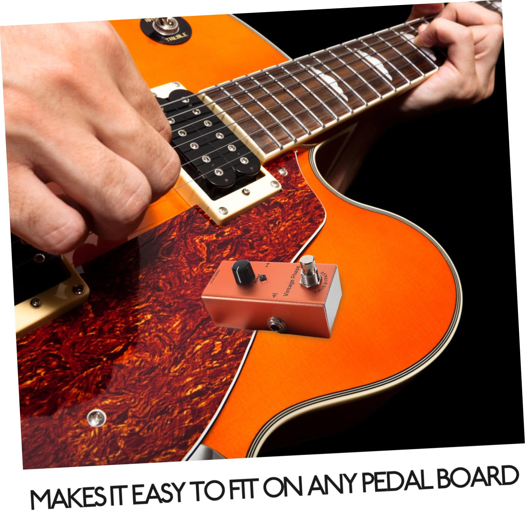 Pedale Effetto Phaser Vintage Mini per Chitarra Elettrica | Bypass True, Indicatore Chiaro, Struttura in Metallo Arancia, Uso su Chitarra Elettrica e Registrazione