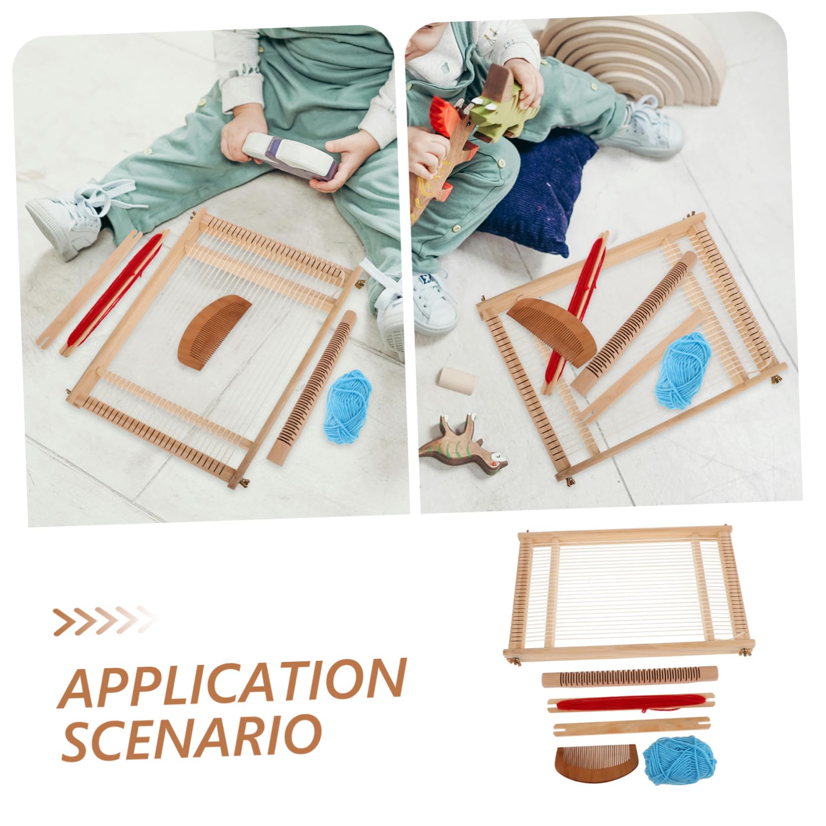 BATHVEVE Telaio per Tessitura in Legno per Ragazzo Ragazza e Giovani Semplice Funzionamento, per Lavori Artigianali e Insegnamento Fai da Te, Strumento Multifunzionale per Colore Casuale