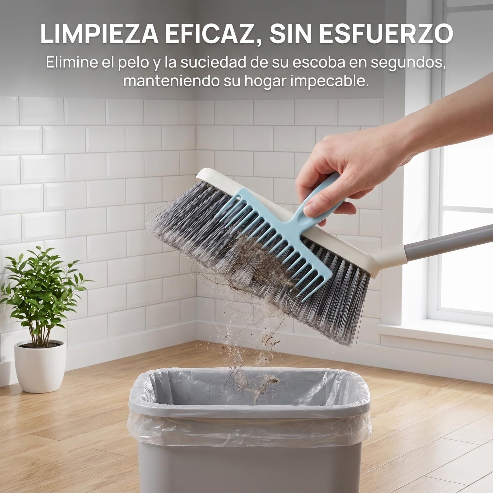 Peine De Limpieza para Escoba 3 Piezas Mango Cómodo Herramienta Portátil para Eliminar Pelo Y Suciedad En Pisos Cepillo Multifuncional De Plástico para Hogar