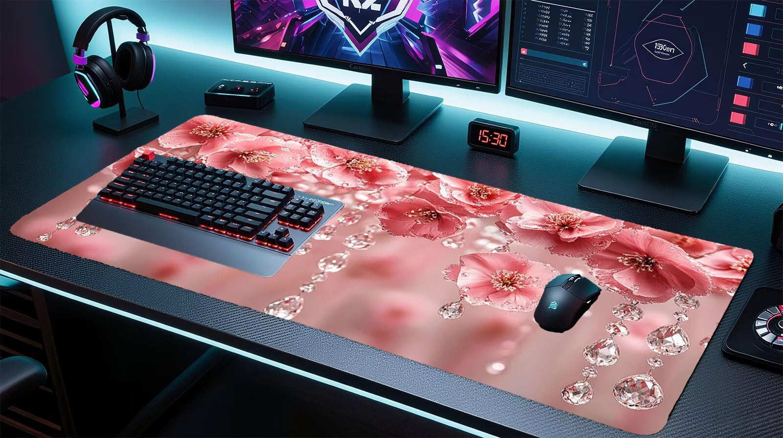Podkładka pod mysz XXL 1400x600 mm różowa podkładka pod mysz dla graczy duża podkładka pod mysz biurową akcesoria fabryczne z antypoślizgową podstawą wodoodporna podkładka pod mysz podkład, do nauki