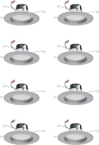 Satco S1183508 ColorQuick LED Downlight Retrofit, CCT Color -Selectable 2700K3000K3500K4000K5000K, 5-6 pulgadas, negro, paquete de 8