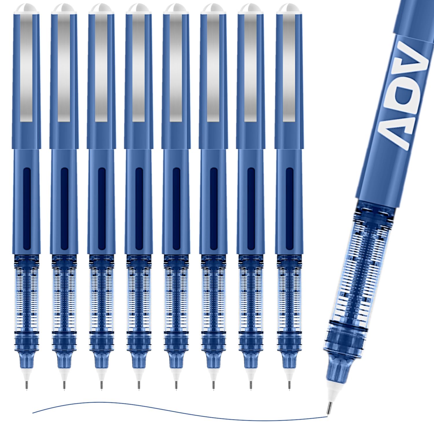 ADV Rollerball Gel Pens 0.5mm Fine Needle Tip (8, Blue)