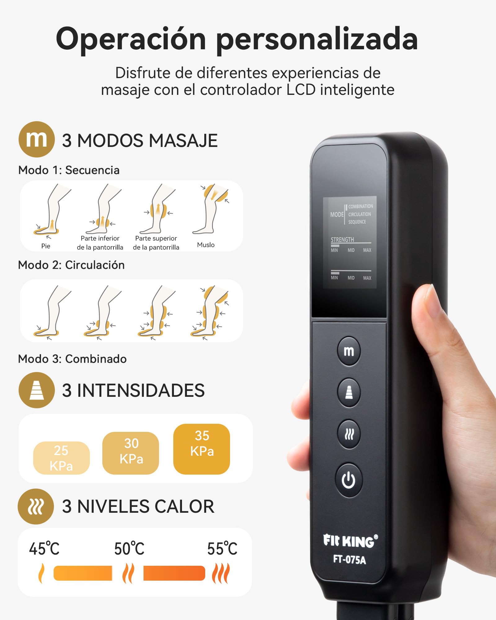 FIT KING Masajeador de piernas para pies, pantorrillas, muslos y calor
