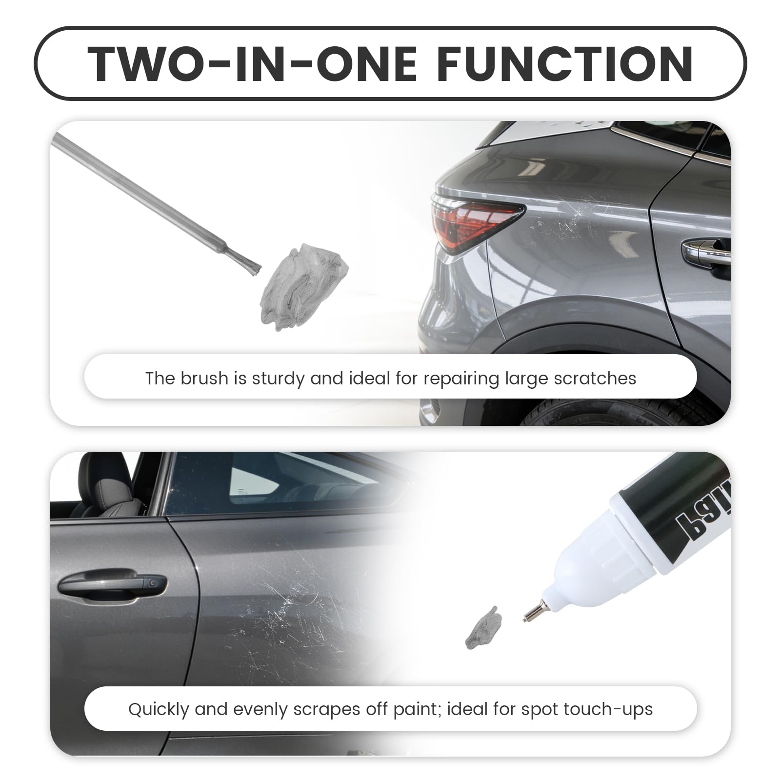 Penriter 2 Piezas LB7Y Vesubio Gris Reparador Arañazos Coche para VW/Volkswagen, 2 In 1 Bolígrafo de Reparación Arañazos Coche, Quita Arañazos Coche, Reparar Arañazos y Astillas — view 2