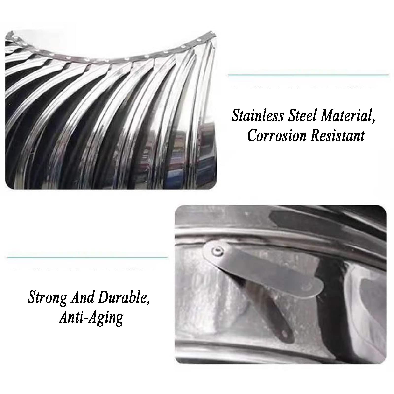 Rotat Comignolo cappello，acciaio inox Tubo copertura canna fumaria cappello sfiato Top scarico，Zincato acciaio inox, acciaio inox 304 Spinner Anti-ritorno di fumo，uccello Guard Spinner (Misura: 250m