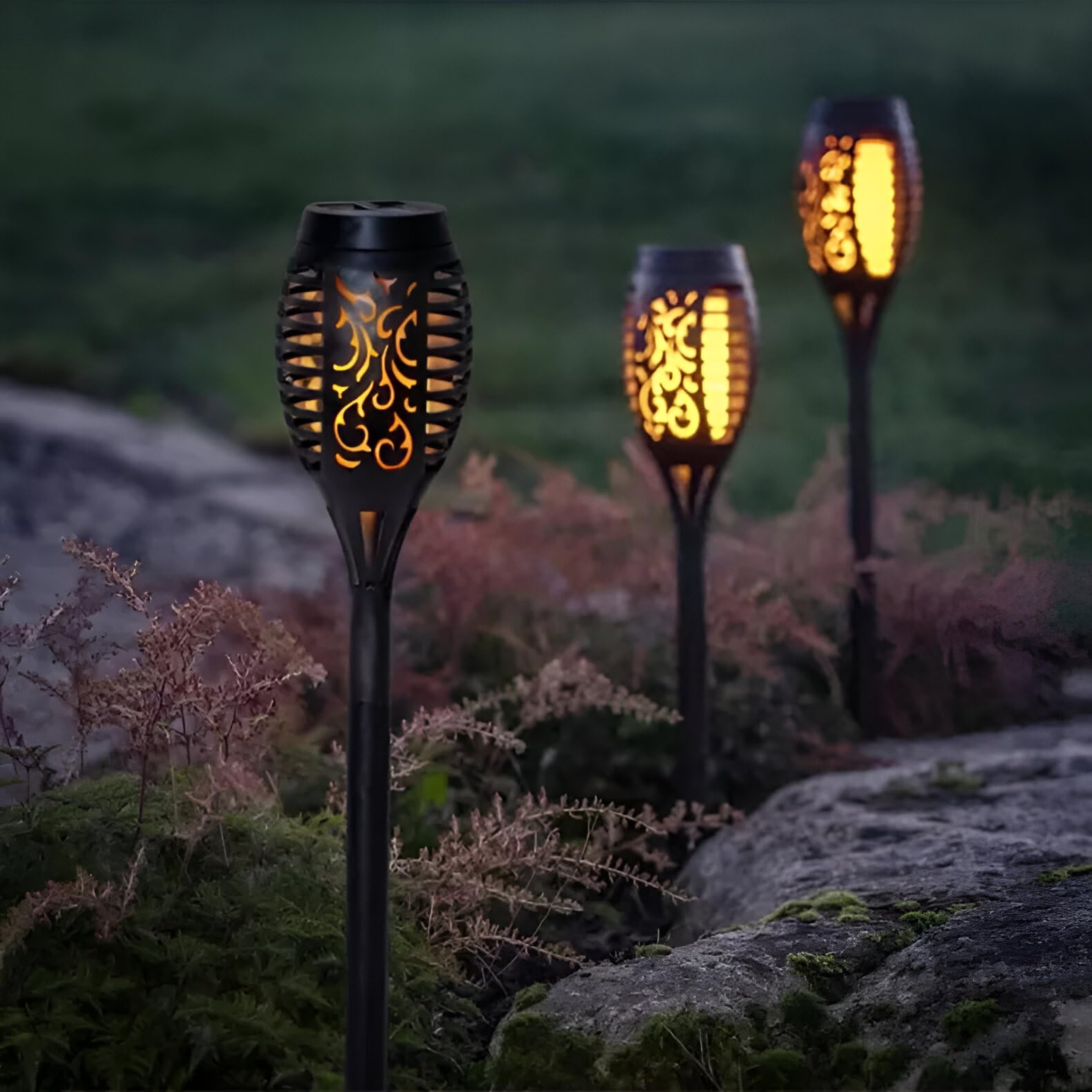 Epyz Solar Light Outdoor Waterproof Flickering Mashaal Light, 12LED Solar Flame Light for Yard Garden Party Festival Decoration [ Pack of 1, Warm Yellow ] (B09ZQN57DR) Amazon Price History, Amazon Price Tracker