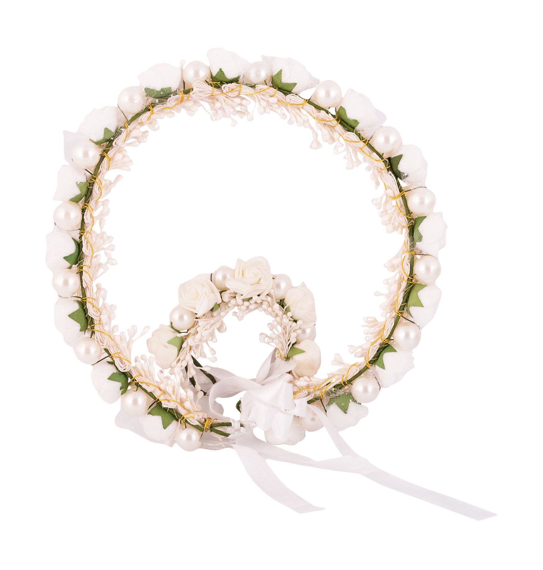 sanjog Pearl Tiara/Crown And Matching Hand Tiara/Puff Wrap for Wedding/Party (Kids) (B0BG22D79Z) Amazon Price History, Amazon Price Tracker