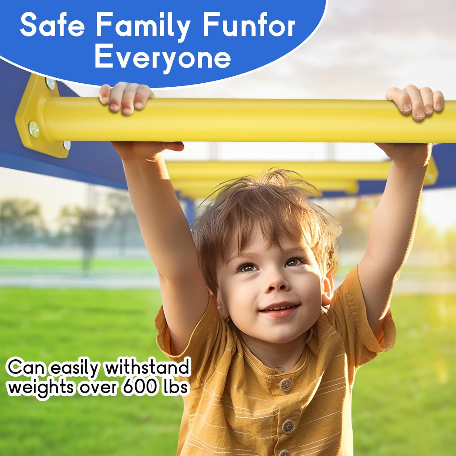 Extra Long 21.5" Steel Monkey Bars for Backyard - Ladder Rungs Hardware Kit - Hexagonal at Both Ends (Set of 6) (Yellow)