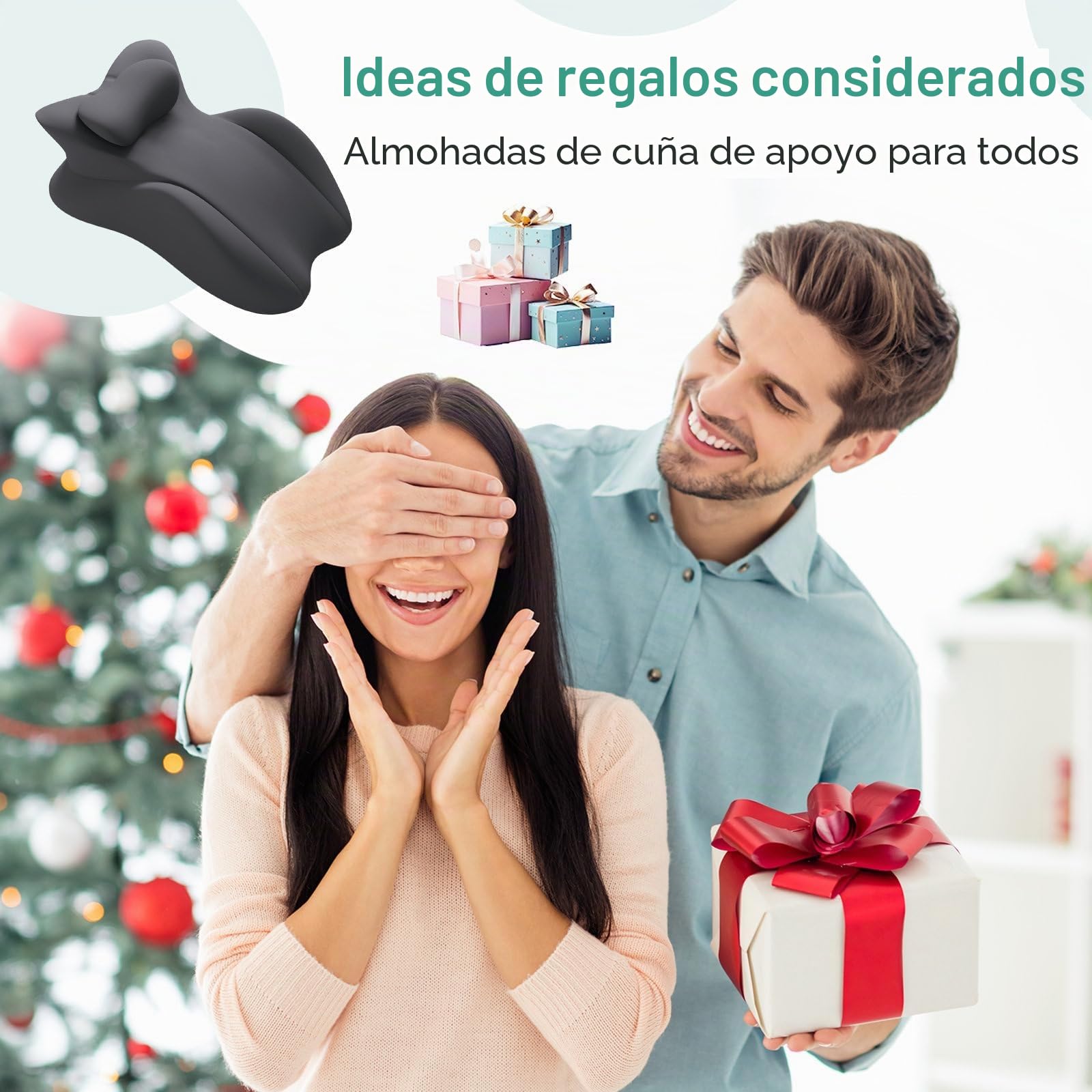 Almohada en Forma de Cuña Ergonómica - Almohada para Dormir Boca Abajo y Leer en la Cama, Alivia el Dolor de Espalda y Brinda Soporte al Sentarse, Soporte Lumbar y Cervical con Funda Removible