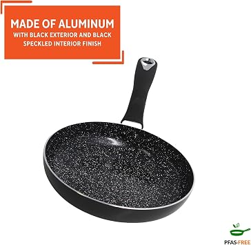 IMUSA 8 Inch Bistro Cera Aluminum Speckled Black Ceramic Fry Pan