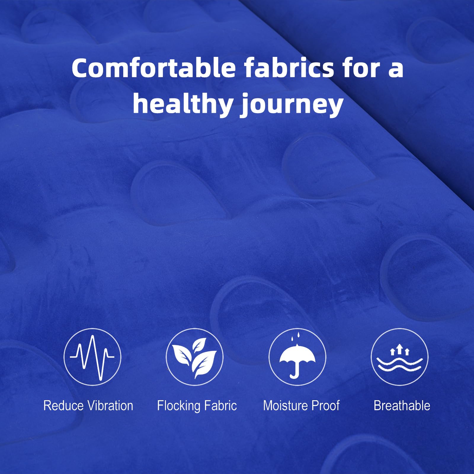 Vinteky Matelas Gonflable Lit Gonflable pour Voyage sur Voiture Coussin Gonflable Sièges d'auto Multifonctionnel avec Pompe à air et Oreillers pour Véhicule SUV pour Picnic Voyage Camping (Bleu)