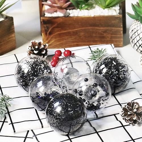 Miniatura 8 de Juego de adornos de Navidad transparentes de 3.14 pulgadas, 20 piezas inastillables decorativas colgantes con relleno delicado, bolas de árbol de