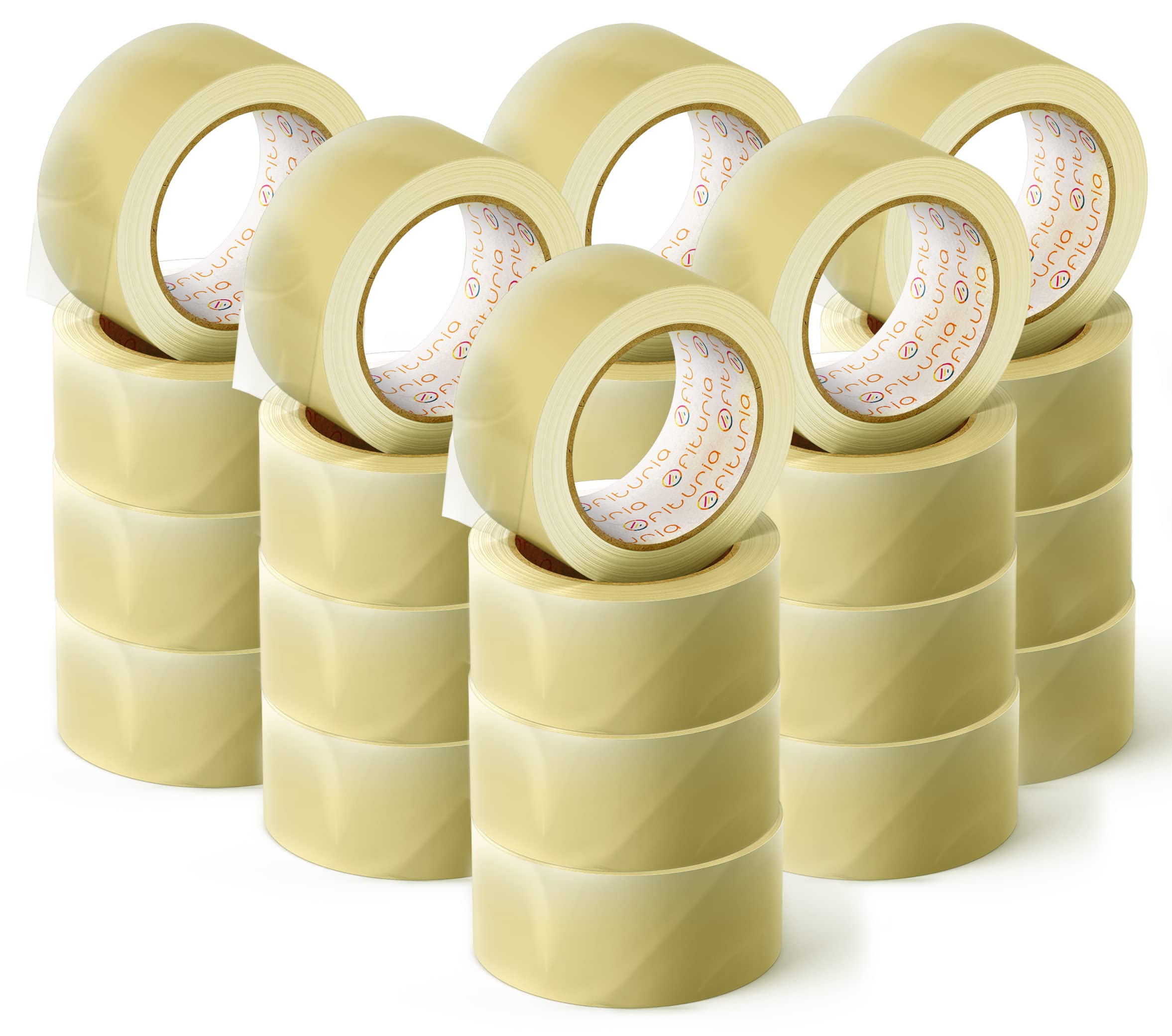 OFITURIA Transparent Packing Adhesive Tape for Packaging Carton Boxes for Shipping and Moving. Seal for Safe and Sturdy Packaging - Ophituria (36 cm x 60 m - Transparent, 24 Rolls)