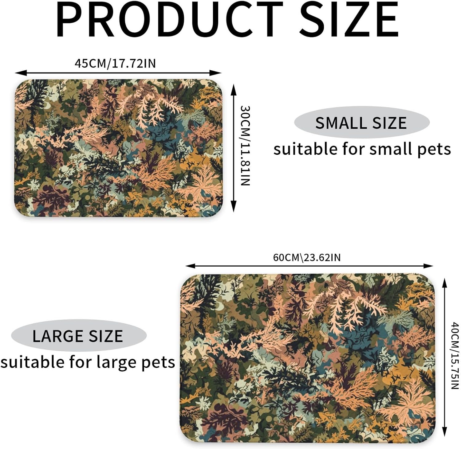 Camouflage Pattern Leather Absorbent Pet Feeding Mat Non-Slip for Dogs Cats 40x60cm