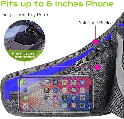 Miniatura 3 de PYFK - Cangurera de hidratación para correr con soporte para botella de agua, para hombres y mujeres, material reflectante