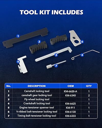 Vista 3 de Orion Motor Tech Juego de herramientas de sincronización, alineación, bloqueo y correa de distribución para árbol de levas, compatible con Chevy