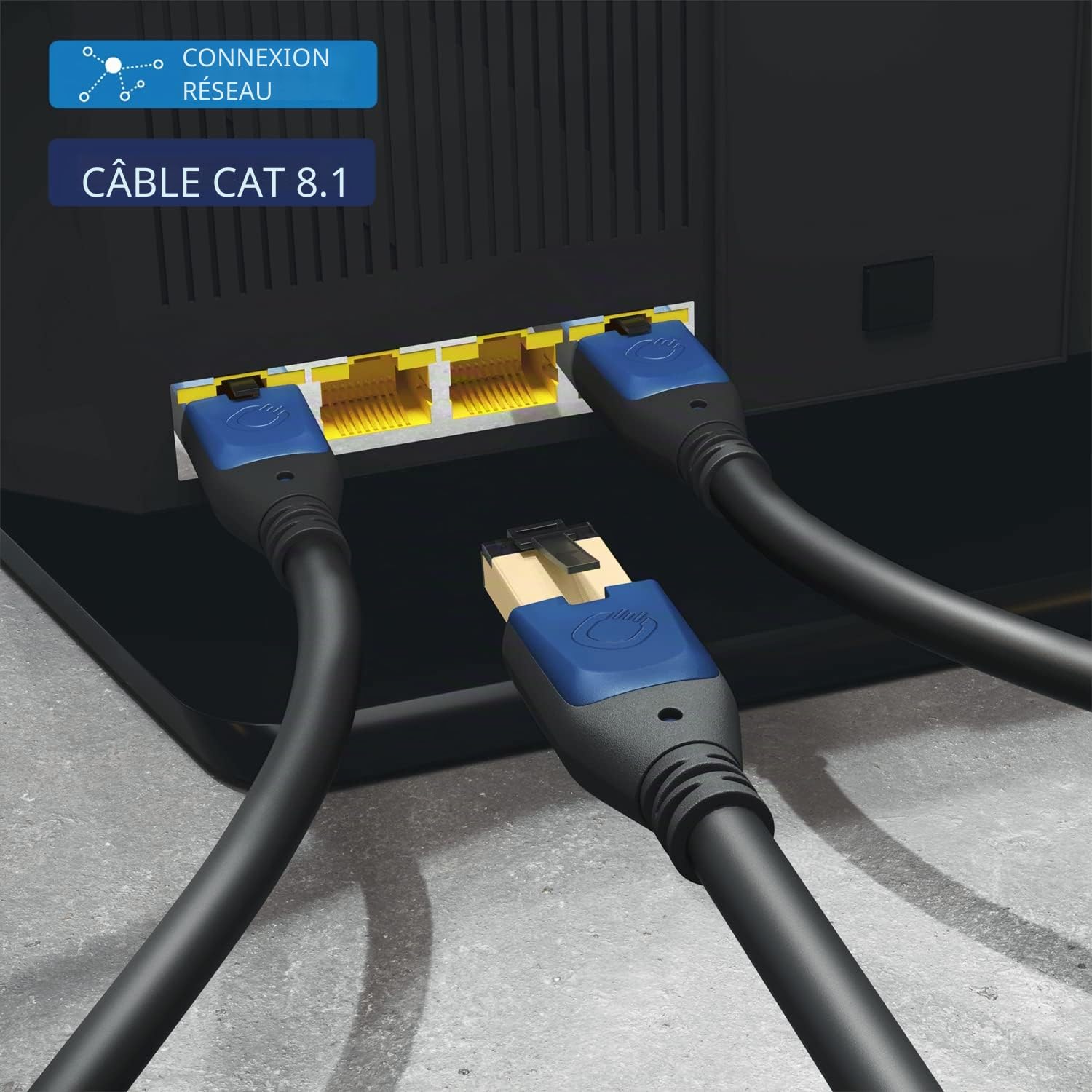 OEHLBACH Giga Stream Câble réseau Cat 8.1 Streaming 40 Gbit/s RJ45 triple blindage TPE Gaine Twisted Pair - Cuivre OFC sans oxygène (streaming, jeux, Home Network) - Noir - 3 m
