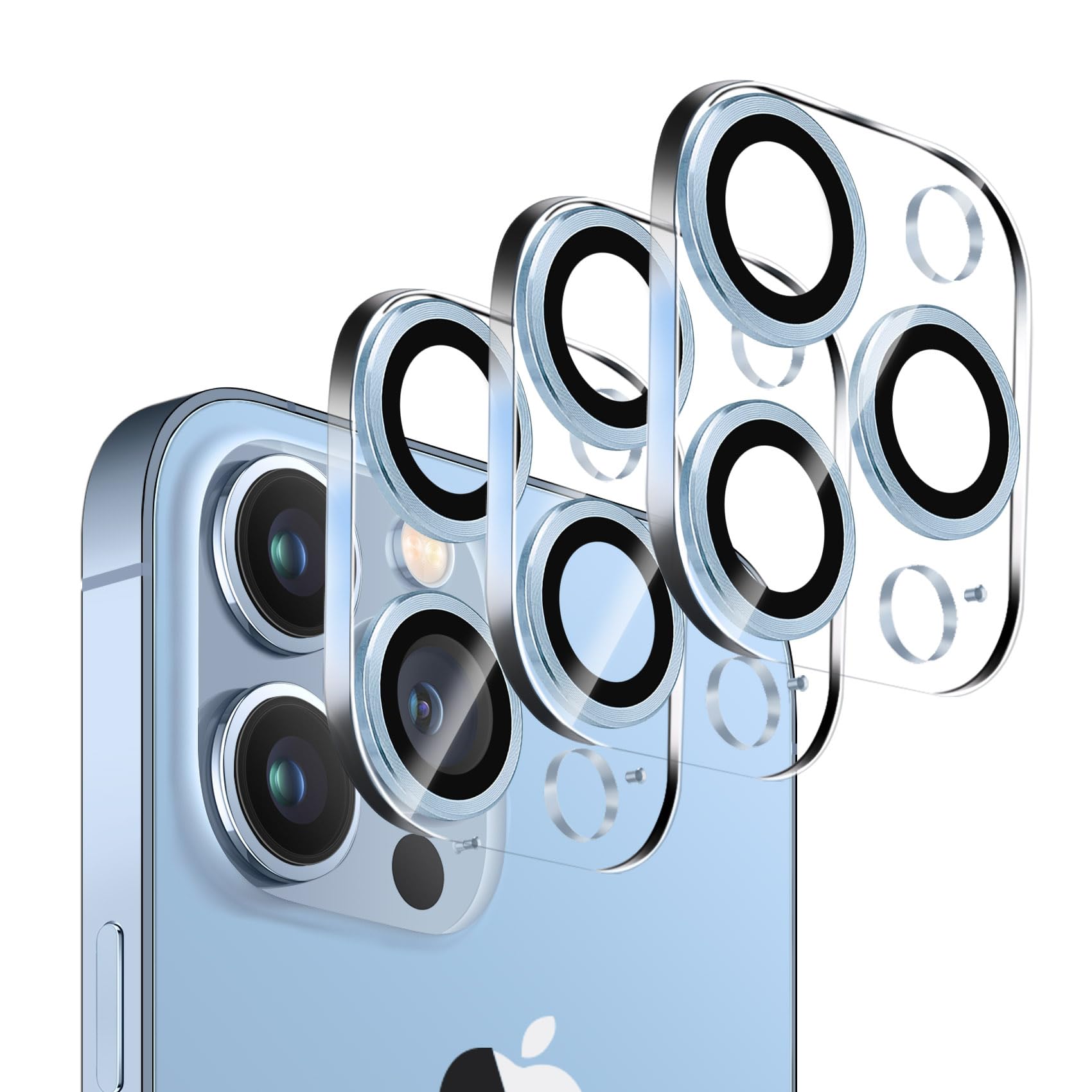 3 Pack Tempered Glass Camera Lens Protector for iPhone 13 Pro 6.1" & iPhone 13 Pro Max 6.7", Ultra HD, 9H Hardness, Anti-Scratch, Case Friendly, Easy to Install [No Affect on Night Shots]