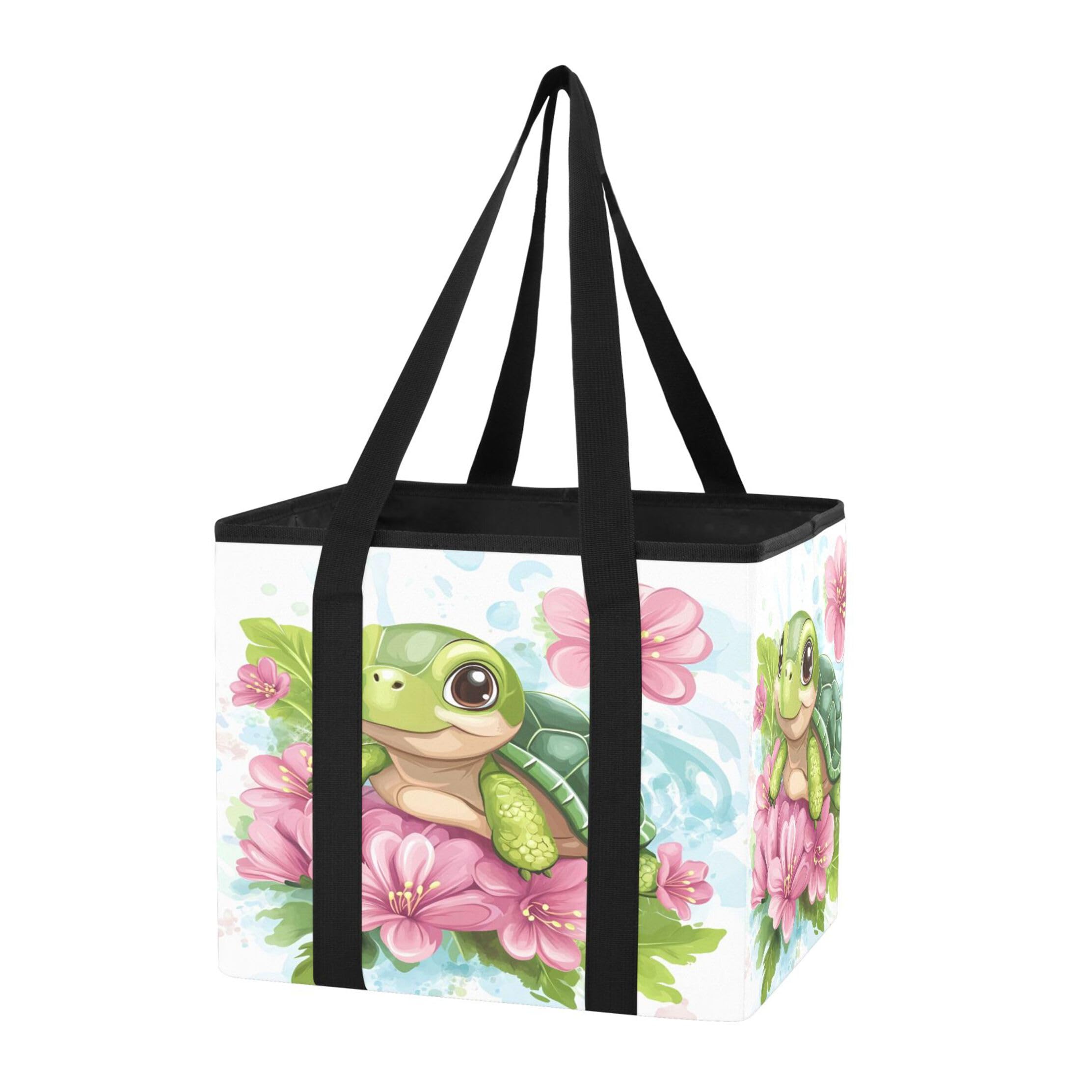 Kutsu Car Trunk Organizer Cartoon Turtle Collapsible Storage Organizers Oxford Car Storage Bin with Reinforced Handles, Non-slip Universal Fit SUV Truck Van, 1 Pack