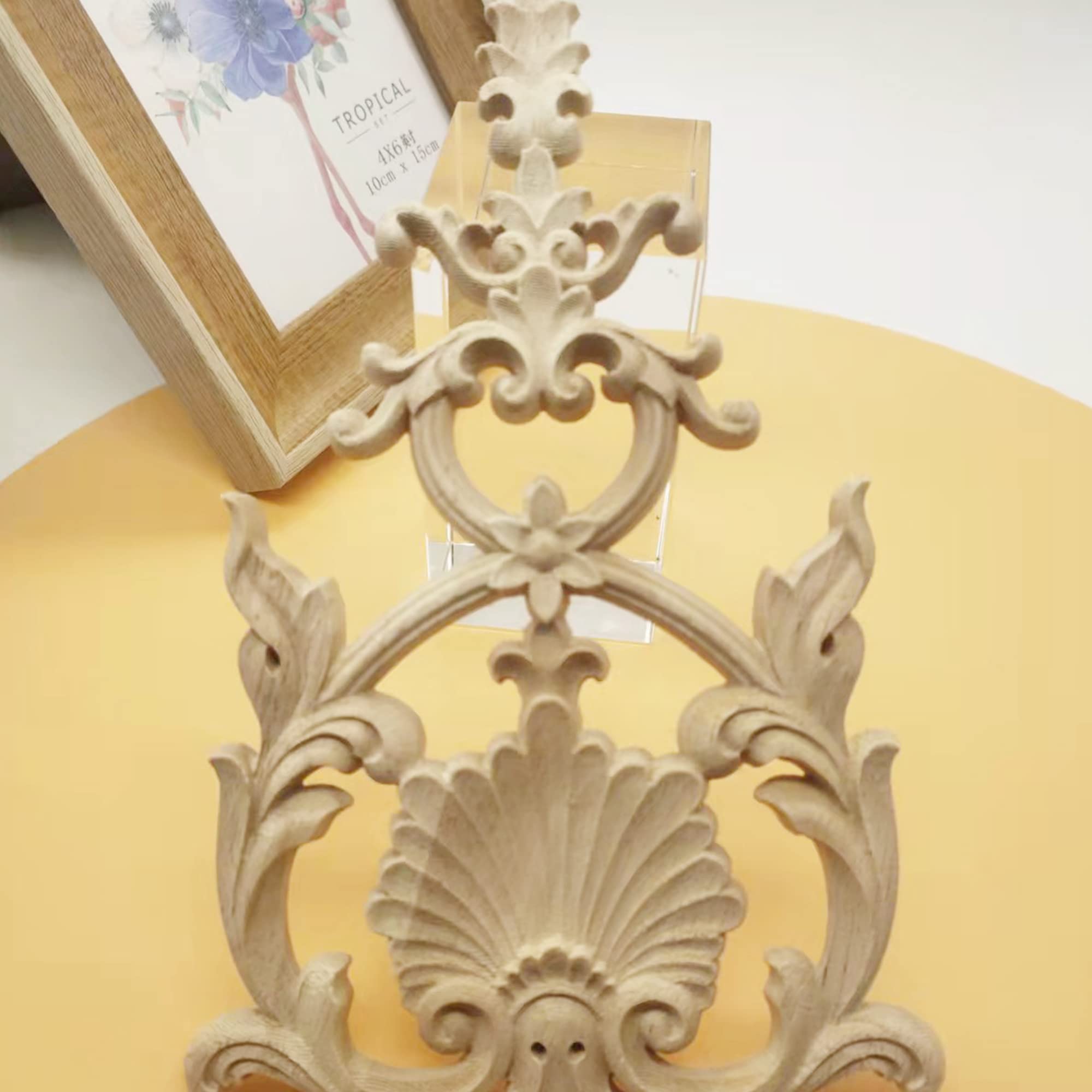 Décorations Sculptées En Bois Massif Naturel - Appliques Murales Style Européen à Personnaliser | Lot De 2 Pièces