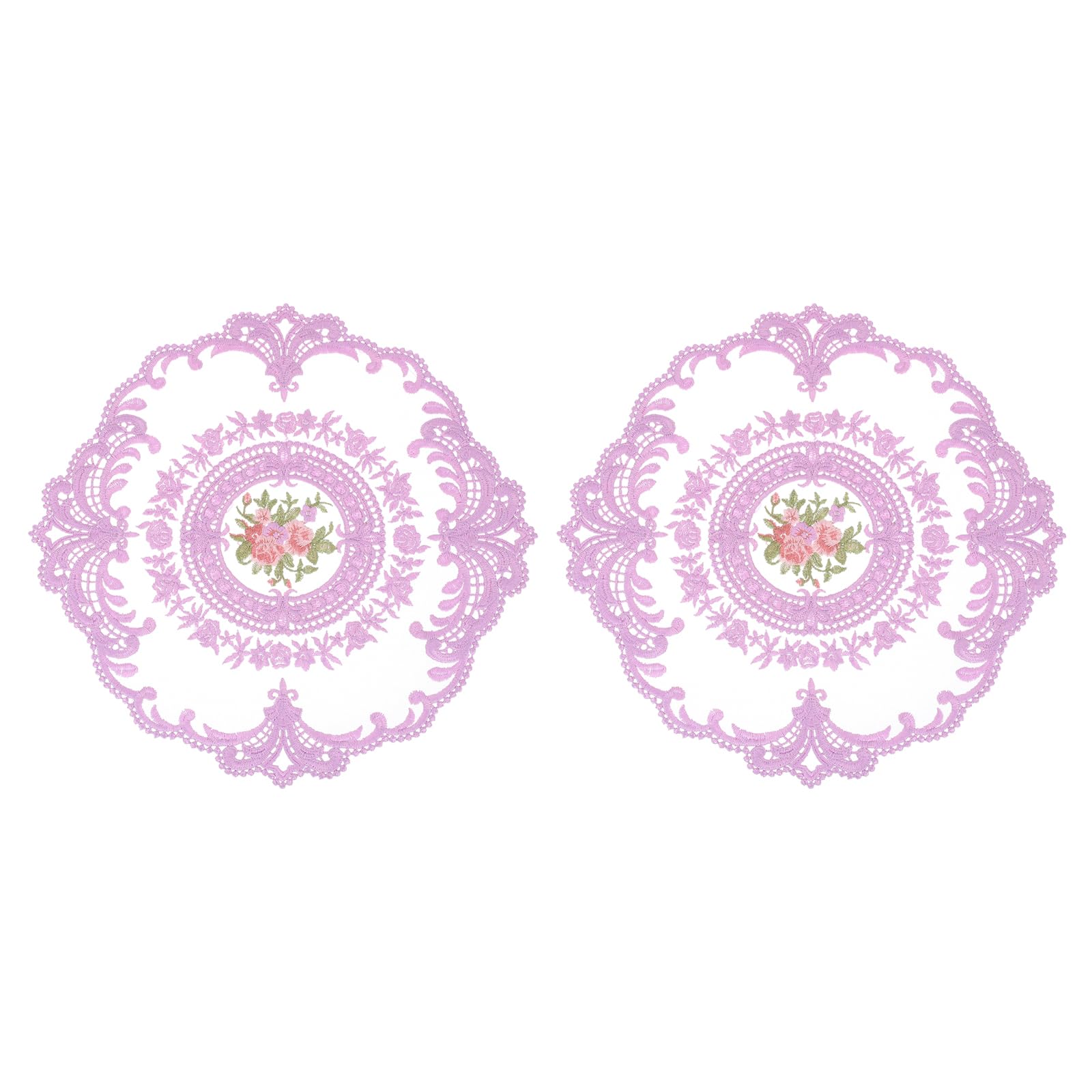 Napperons ronds dentelle rétro uxcell violet clair 28 cm au fini brodé