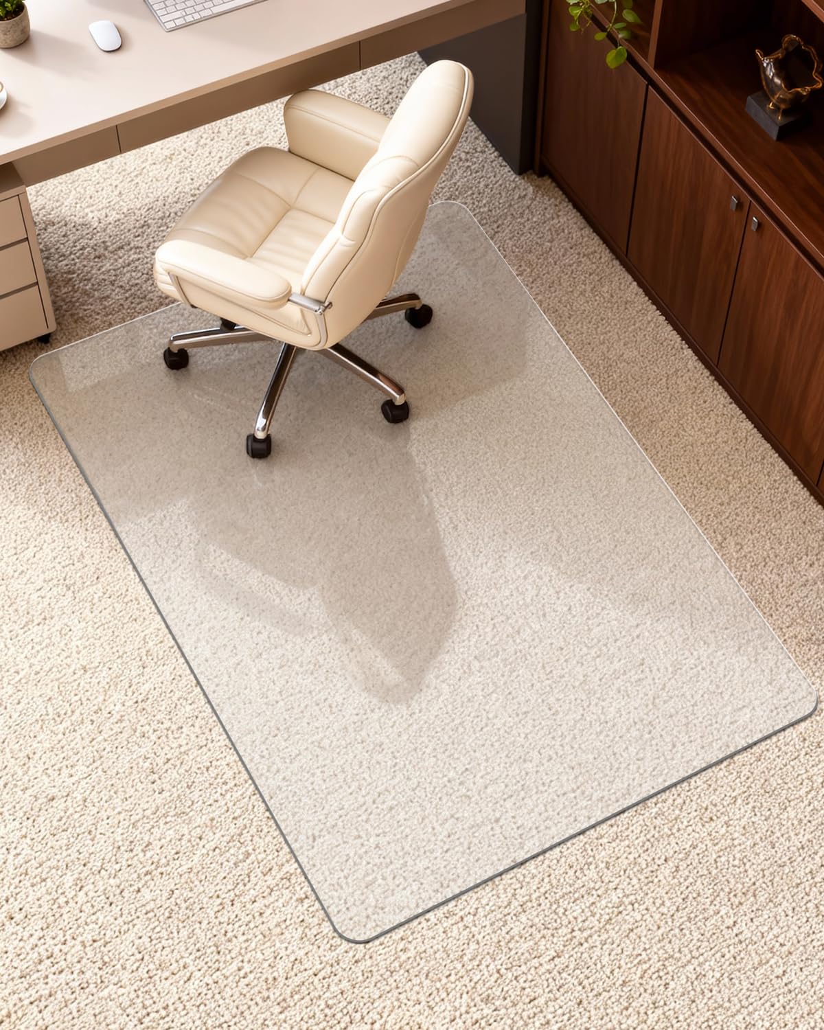Soimeat Hard Frosted Office Chair Mat for High Pile Carpet &amp; Hardwood Floor