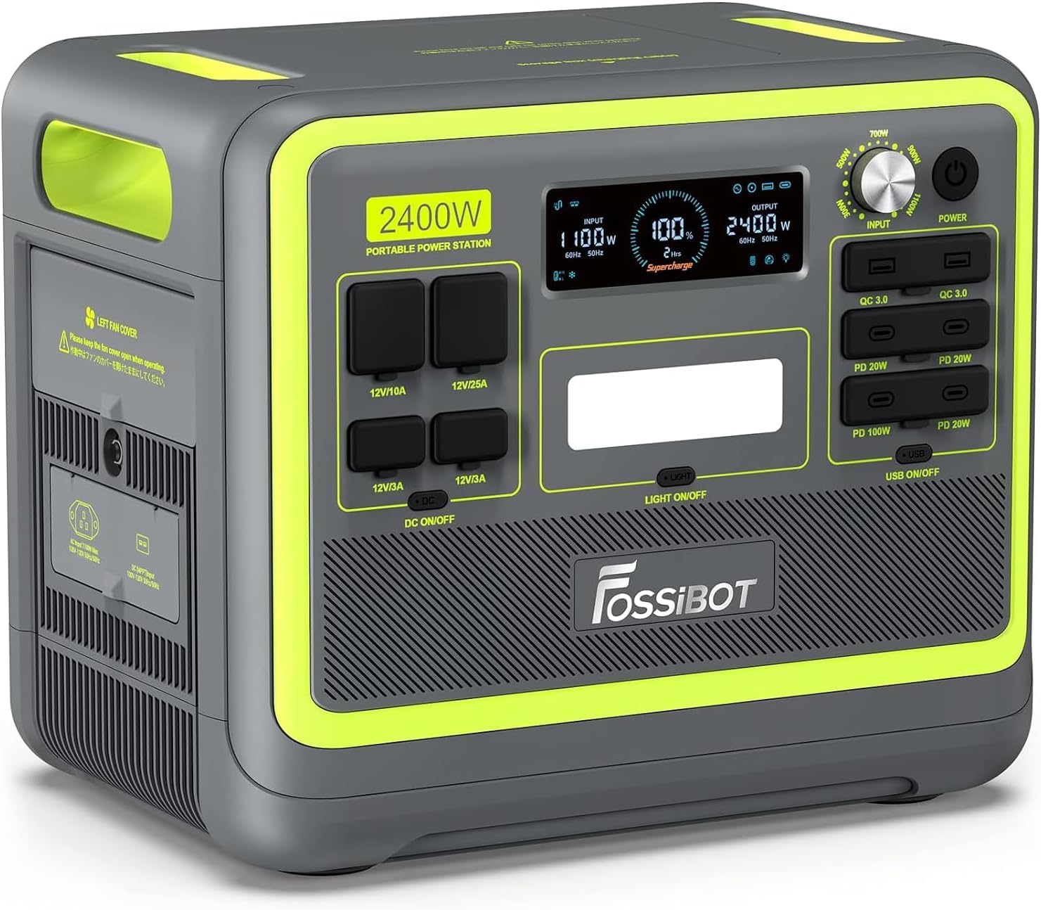 FOSSiBOT F2400 Générateur Solaire avec Panneau Solaire 200W, 2048Wh LiFePO4 Generateur Electrique Portable UPS, 3 Sortie CA 2400W (4800W Pic), 1100W Charge Rapide Power Station pour Camping, Voyage — vue 6