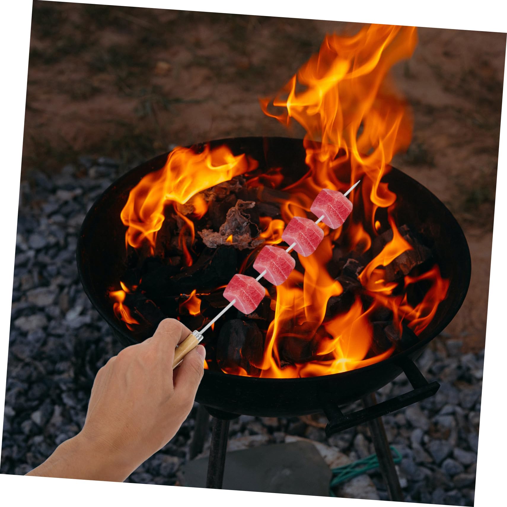 50pezzi Spiedini in Acciaio Inox per Grigliate Lunghi Manico in Legno per Barbecue all Aperto e Cottura Sul Fuoco da Campo da Rotondi e Piatti per Carne e Verdure