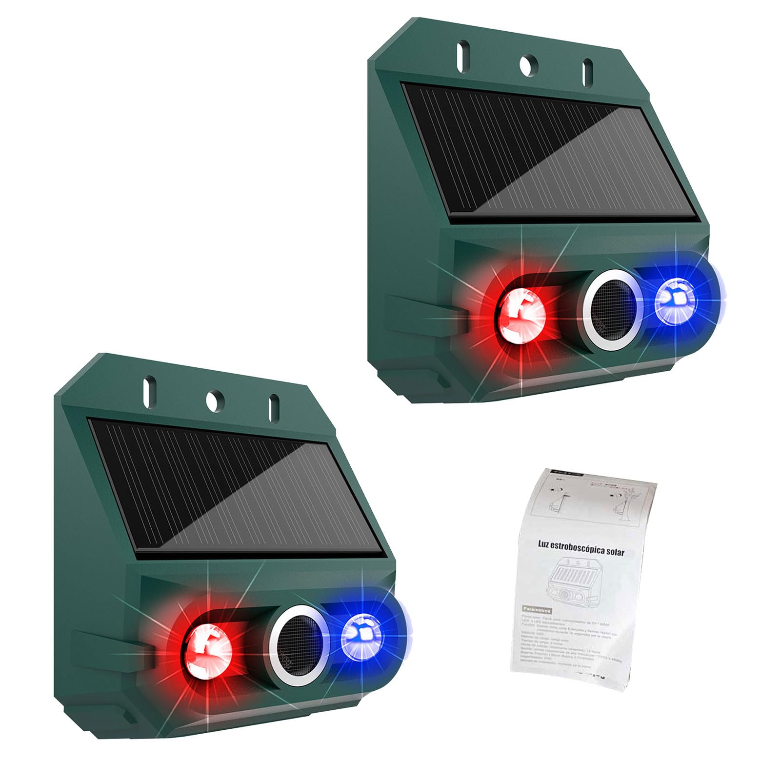 Jelquix Solar Motion Sensor Alarm with Design and 129dB Siren for Outdoor Security in Yard and Garden - 2 Units (2PCS)