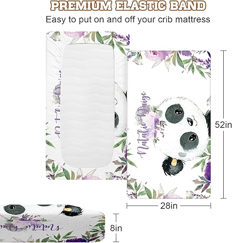 Miniatura 2 de Sábanas personalizadas para cuna, paquete de 2  Sábanas portátiles para cuna con nombre, juego de ropa de cama de guardería para niñas  Juego de