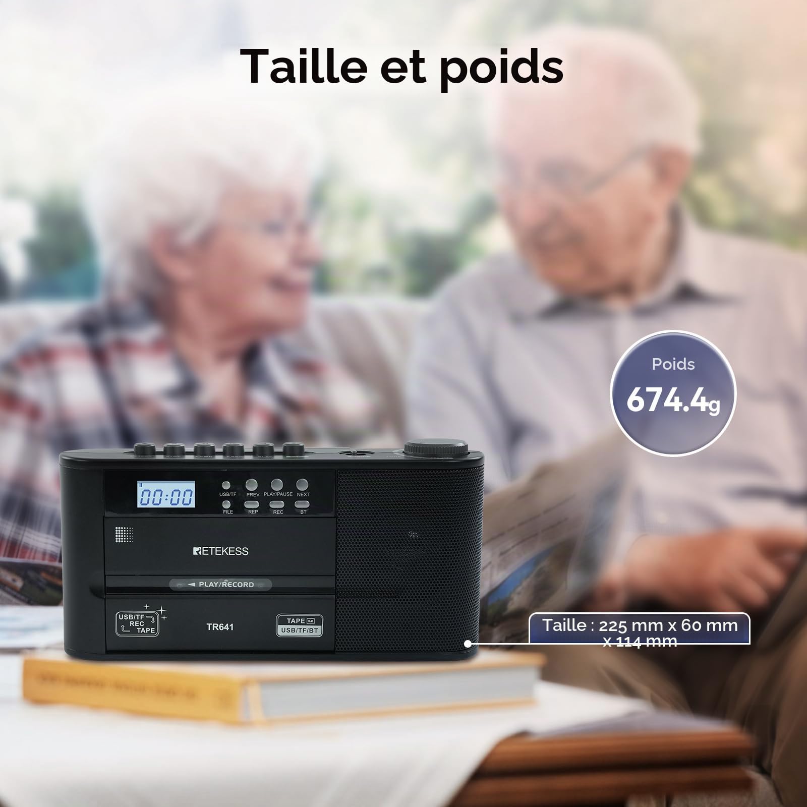 Retekess TR641 Poste Radio Cassette, Lecteur Cassette