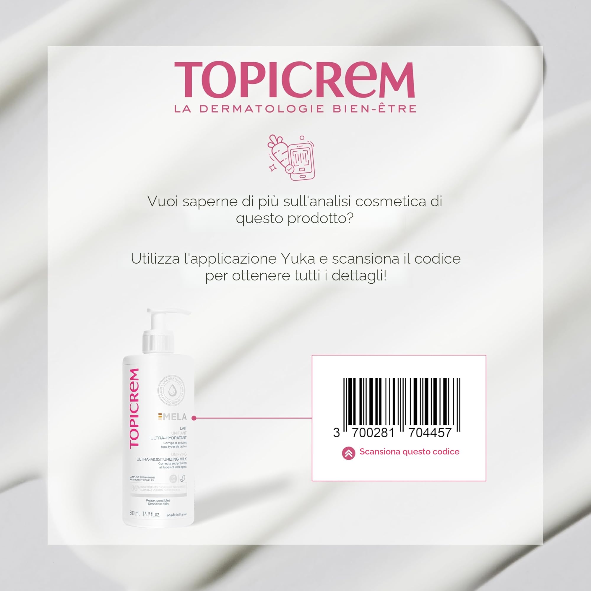 Topicrem - Latte per il corpo ultra idratante Mela - Idrata 24 ore in modo uniforme, corregge e previene le macchie - Consistenza liquida, profumo floreale - Pelle sensibile - 500 ml (la confezione