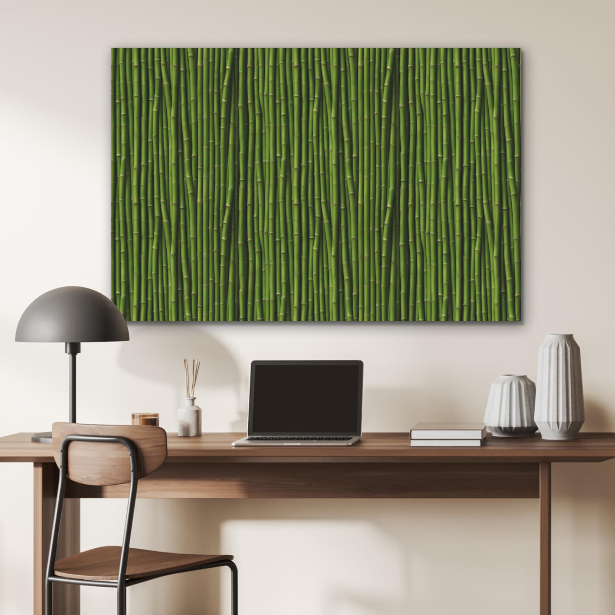 MuchoWow© Paneles Acusticos Decorativos 100x70 cm Acoustic Panel Acustico Decorativo Aislante Insonorizacion Decoracion Habitacion Diseño Moderno InsonorizarCurvo - Varillas - Verde - Bambú