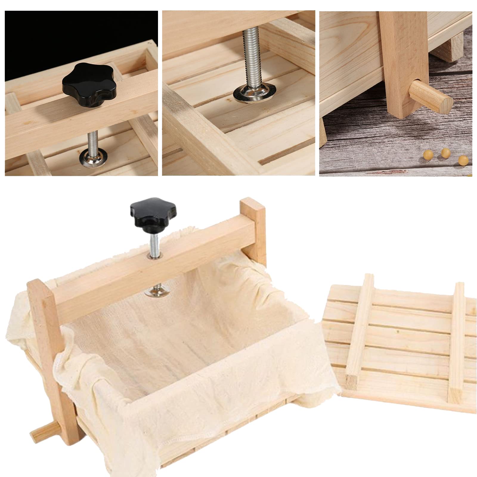 Tofu Press, Houten Tofu Presser Home Tofu Making Kit, verwijdert gemakkelijk water uit Tofu, Tofu Press Mold voor het maken van verse zelfgemaakte tofu, kaas