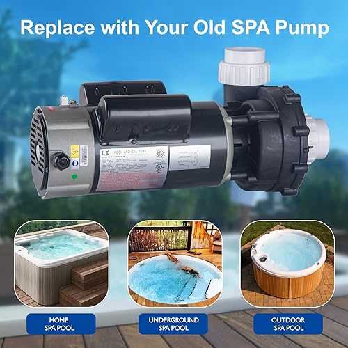 Miniatura 6 de LINGXIAO Bomba de spa para bañera de hidromasaje bomba de spa de 3 HP motor de bomba LX 230 V 2 velocidades puerto de 2 pulgadas sin soporte 48