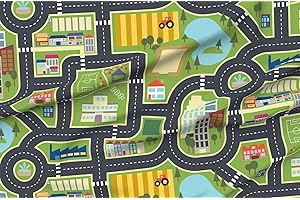 Fabric - Town Playmat Print Nursery Map City Farm Cars Kids Children School