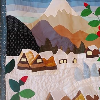 Amazon.co.jp: 冬景色アップリケパッチワークキルトタペストリー