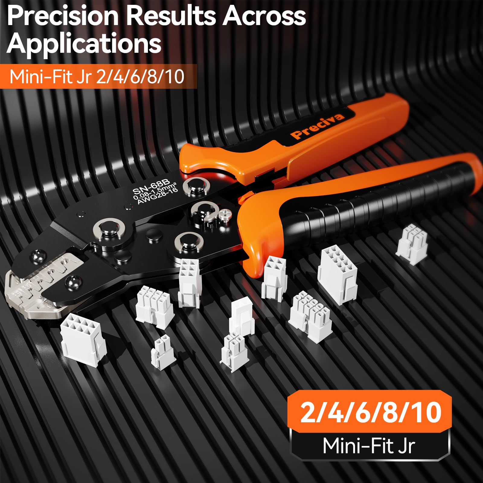 Preciva Alicates de crimpado, 0,08-1,5 mm² (AWG28-16) también, 472 conectores eléctricos Mini-Fit Jr (2/4/6/8/10 pines) con kit de herramientas de crimpado, para Dupont, Molex, KF2510, JST-PH, XH, SYP