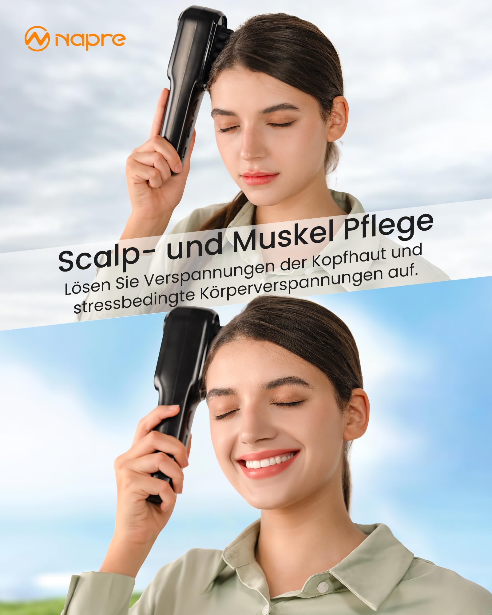 Kopfhautmassagegerät - 2400 U/min seitliche Vibration & Rotlichttherapie-Kopfmassagegerät zur Linderung von Kopfhaut/Gesicht/Nacken, 50 LED-Perlen, 5 Geschwindigkeitsstufen, tragbar mit Ladedock