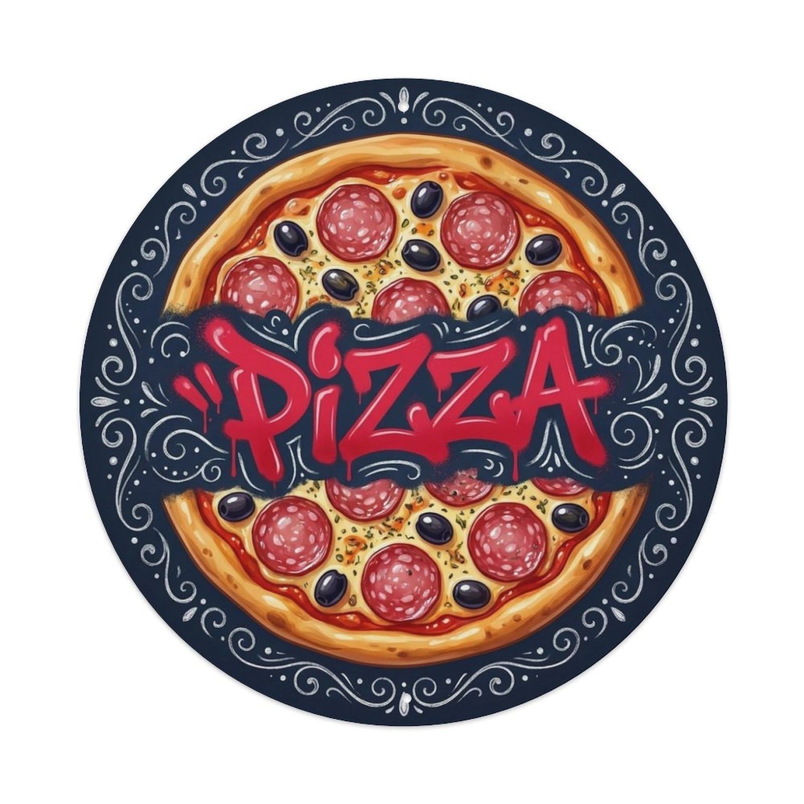 Salami Olive Cheese Pizza Italian Cuisine Metal Tin Sign