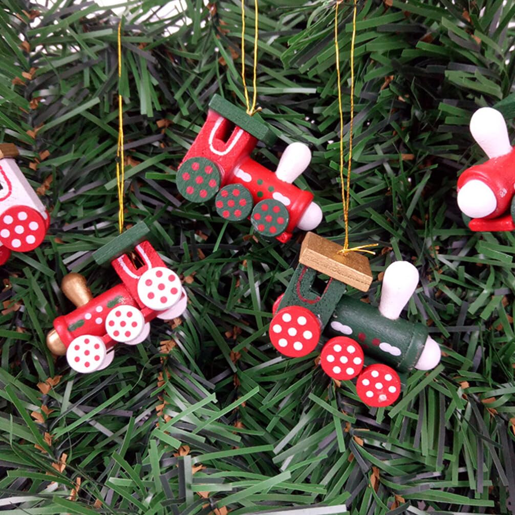 12piezas Adornos Colgantes De Locomotora De Madera para Decoración Navideña Accesorios De Fiesta Decoración Festiva