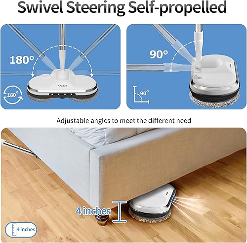 Miniatura 7 de AlfaBot WS-24 - Trapeador eléctrico inalámbrico giratorio para limpieza de suelos, limpiador de suelos ligero y recargable con rociador de agua y