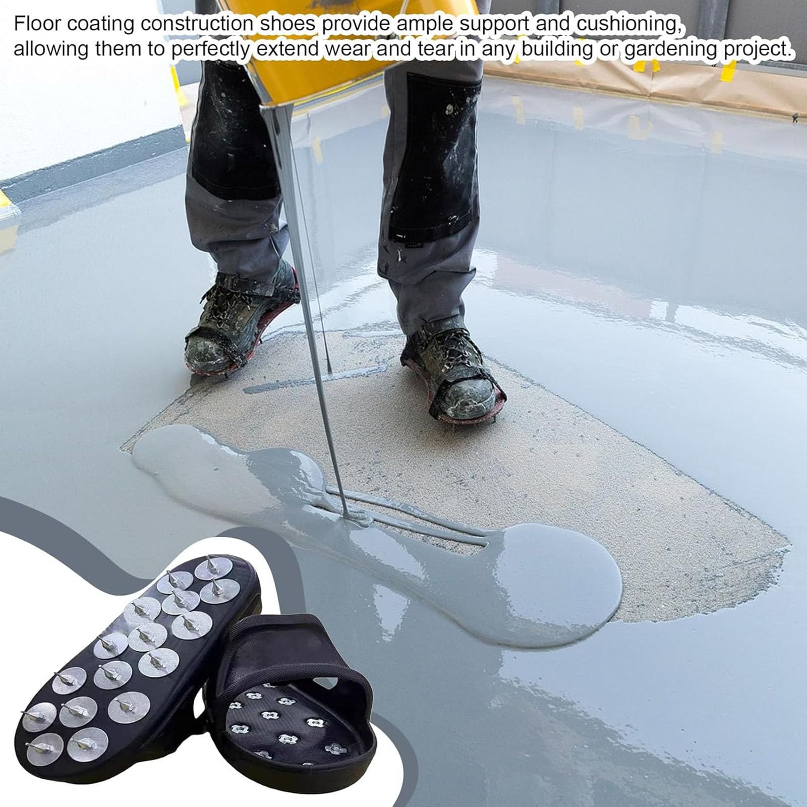 Zapatos de punta epoxi, calzado antideslizante para revestimiento de suelo, resina de cemento autonivelante, XL (XL, talla de zapato 11-16)