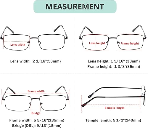 Miniatura 3 de Eyekepper Paquete de 3 lentes de lectura rectangulares de metal con templo de primavera para hombre, color negro +0.75