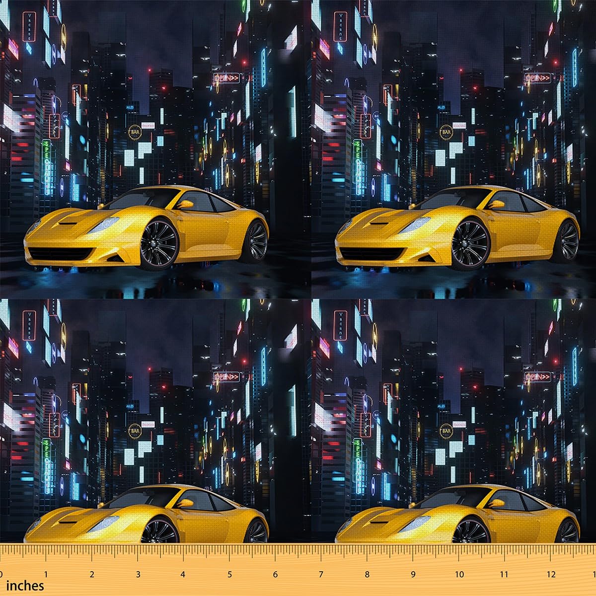 Race Car Fabric by The Yard Yellow Speed Sports Car Upholstery Fabric for Chairs Racing Car Red Luxury Automobile Extreme Sports Waterproof Outdoor Fabric 2 Yards (L184*W150cm) — image 1