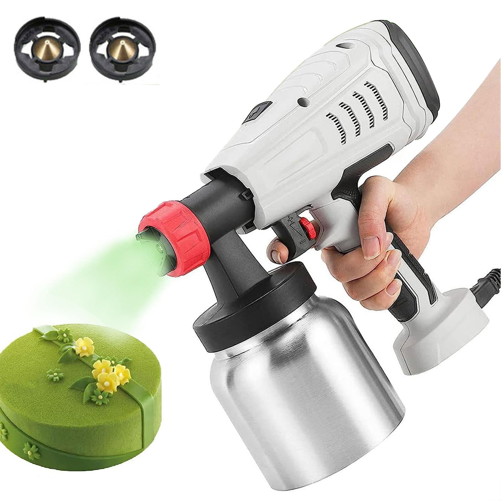 Pistolet à Chocolat Électrique 800W avec Buses 1,3/2,5mm et 3 Modes de Pulv