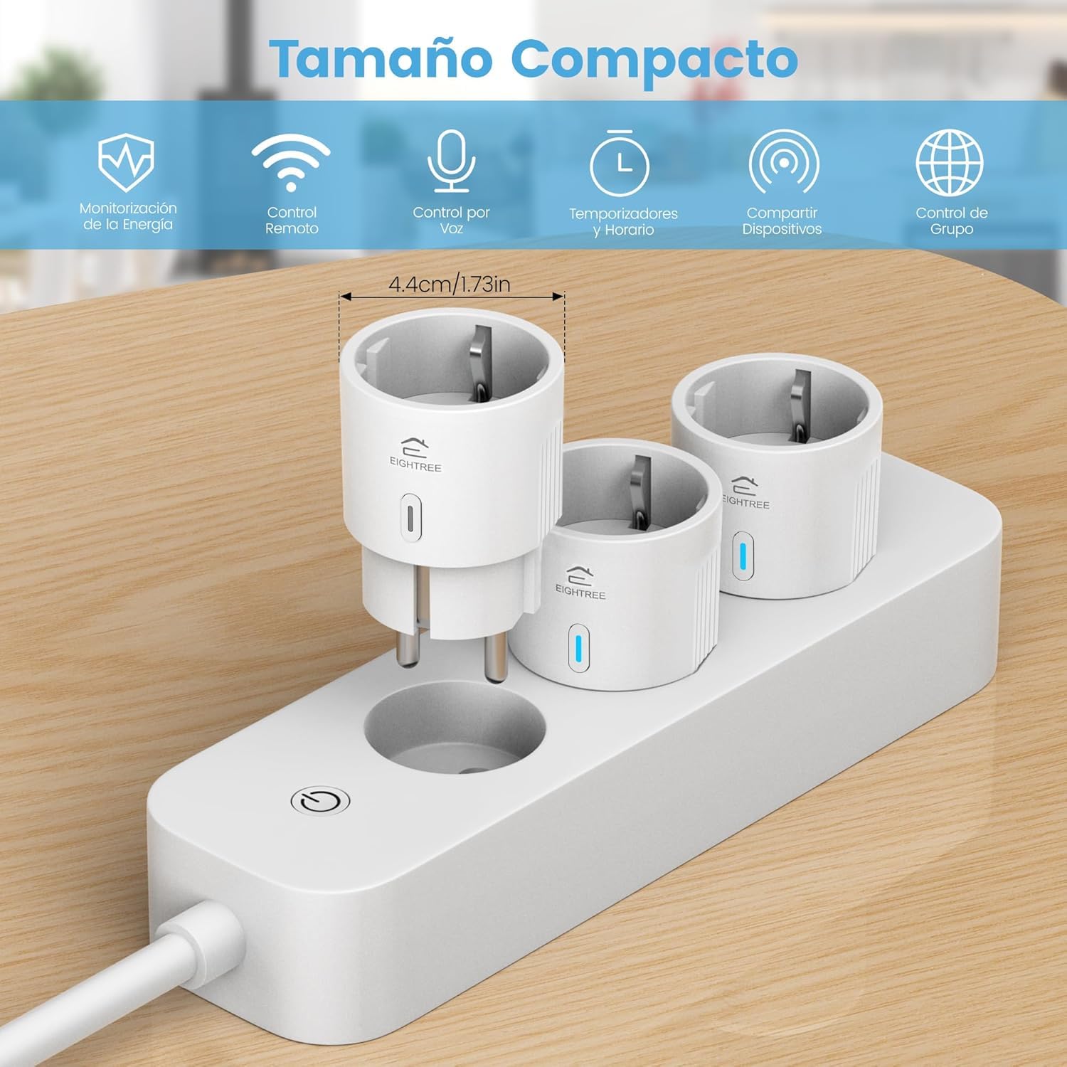 EIGHTREE Gniazdko Wi-Fi, 16 A, inteligentne gniazdko elektryczne z pomiarem prądu, WiFi Plug Smart Home z Alexa, Google Home, 4 sztuki w opakowaniu